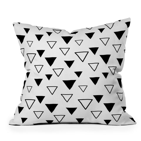 Avenie Triangles Black and White Outdoor Throw Pillow