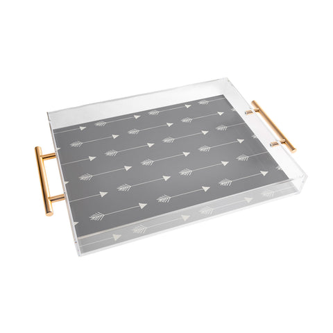 Avenie Tribal Arrows Grey Acrylic Tray