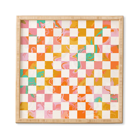 Avenie Trippy Checkerboard Framed Wall Art