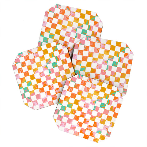 Avenie Trippy Checkerboard Coaster Set