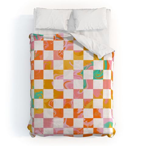 Avenie Trippy Checkerboard Duvet Cover