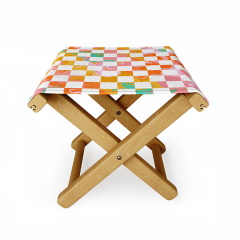 Avenie Trippy Checkerboard Folding Stool