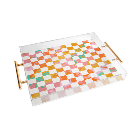 Avenie Trippy Checkerboard Acrylic Tray