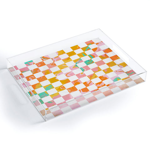Avenie Trippy Checkerboard Acrylic Tray