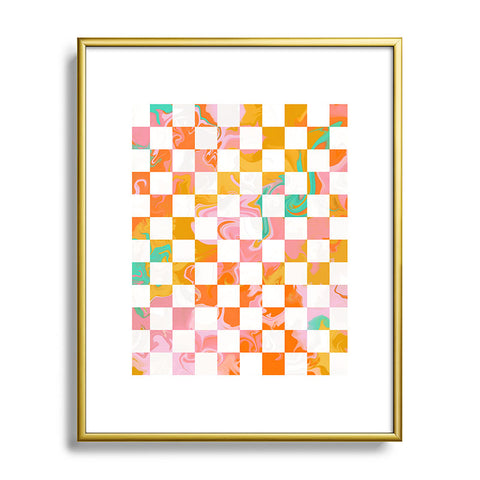 Avenie Trippy Checkerboard Metal Framed Art Print