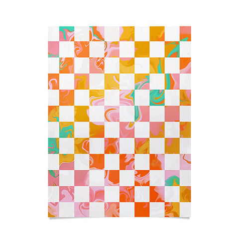 Avenie Trippy Checkerboard Poster