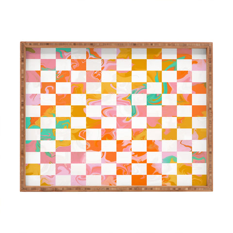 Avenie Trippy Checkerboard Rectangular Tray