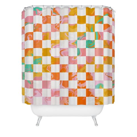 Avenie Trippy Checkerboard Shower Curtain