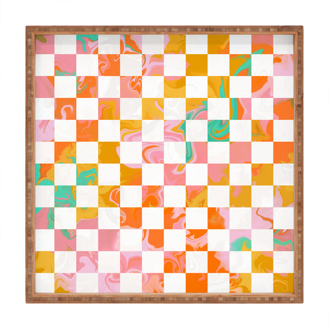 Avenie Trippy Checkerboard Square Tray