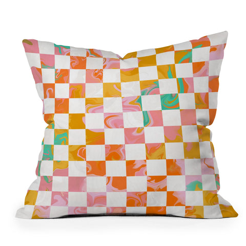 Avenie Trippy Checkerboard Outdoor Throw Pillow