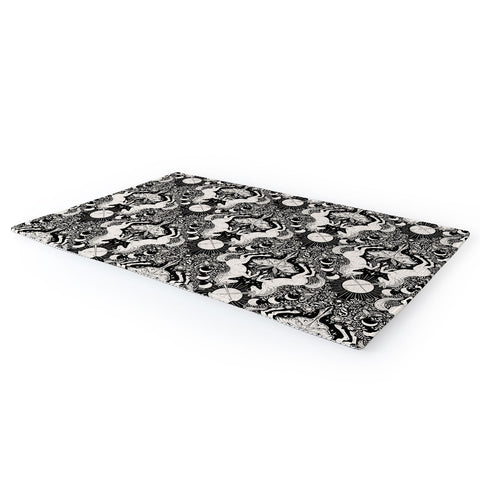 Avenie Unicorn Damask Black And Cream Area Rug