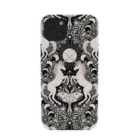 Avenie Unicorn Damask Black And Cream Phone Case