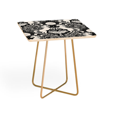 Avenie Unicorn Damask Black And Cream Side Table