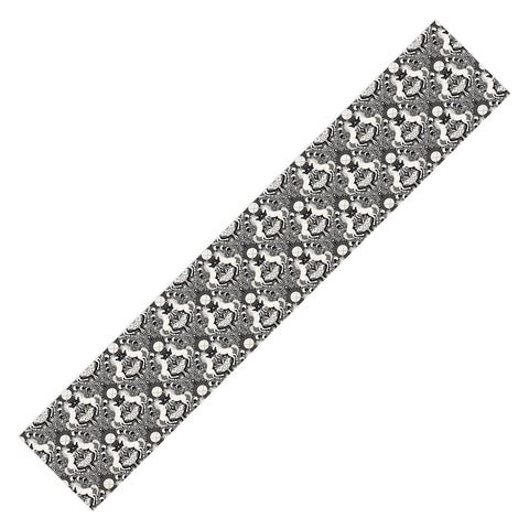 Avenie Unicorn Damask Black And Cream Table Runner