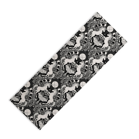 Avenie Unicorn Damask Black And Cream Yoga Mat