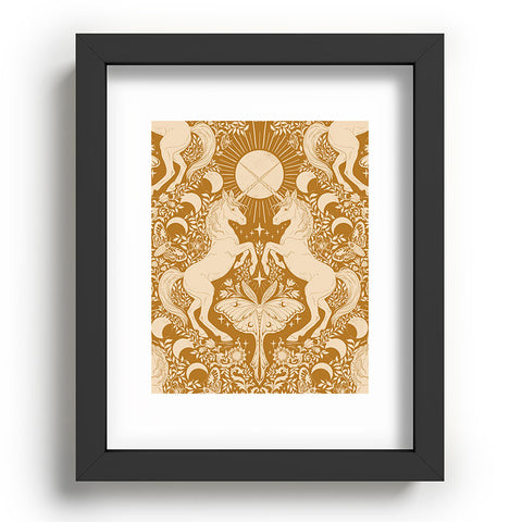 Avenie Unicorn Damask Bronze Orange Recessed Framing Rectangle