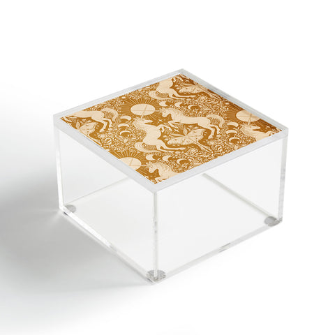 Avenie Unicorn Damask Bronze Orange Acrylic Box