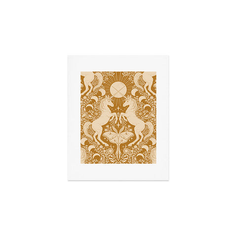 Avenie Unicorn Damask Bronze Orange Art Print
