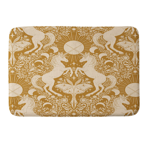 Avenie Unicorn Damask Bronze Orange Memory Foam Bath Mat