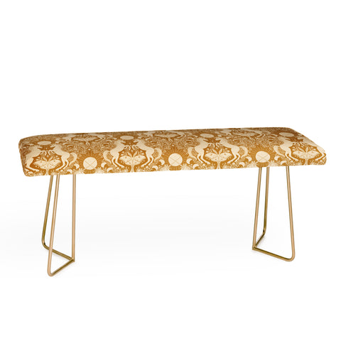 Avenie Unicorn Damask Bronze Orange Bench