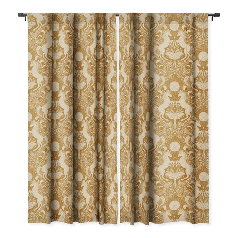 Avenie Unicorn Damask Bronze Orange Blackout Window Curtain