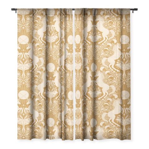 Avenie Unicorn Damask Bronze Orange Sheer Non Repeat