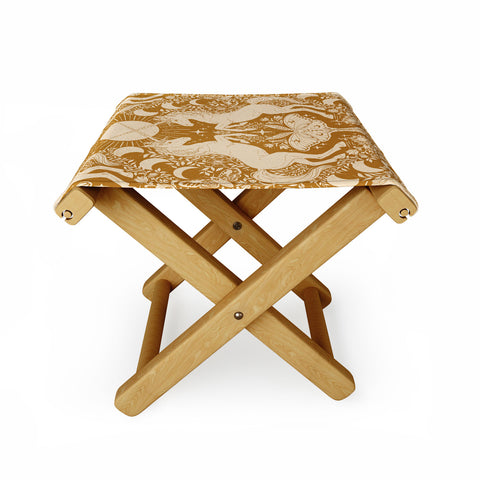 Avenie Unicorn Damask Bronze Orange Folding Stool