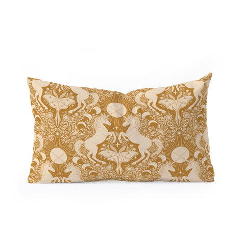 Avenie Unicorn Damask Bronze Orange Oblong Throw Pillow