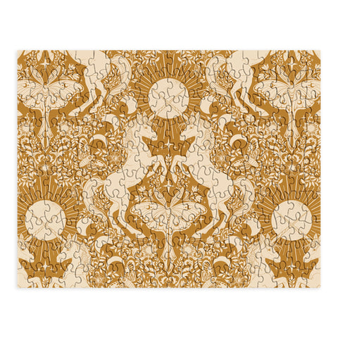 Avenie Unicorn Damask Bronze Orange Puzzle