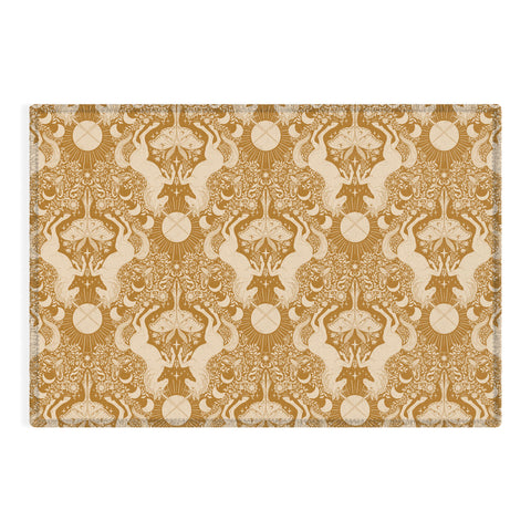Avenie Unicorn Damask Bronze Orange Outdoor Rug