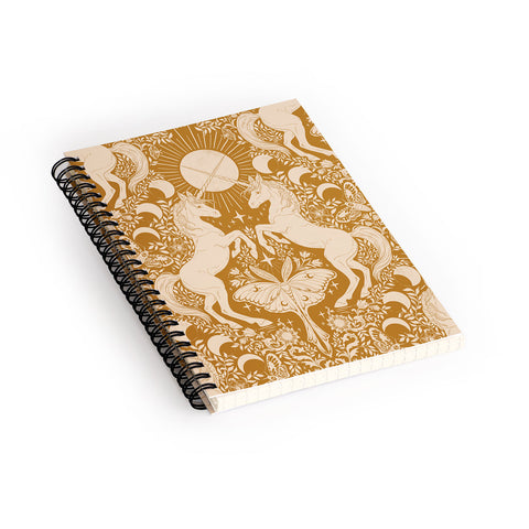 Avenie Unicorn Damask Bronze Orange Spiral Notebook