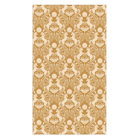 Avenie Unicorn Damask Bronze Orange Tablecloth