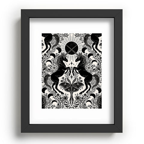 Avenie Unicorn Damask Cream And Black Recessed Framing Rectangle