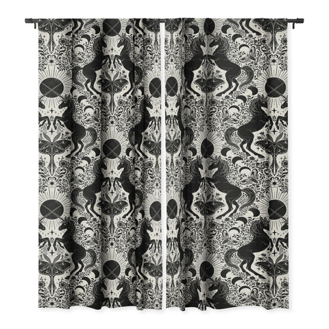 Avenie Unicorn Damask Cream And Black Blackout Non Repeat