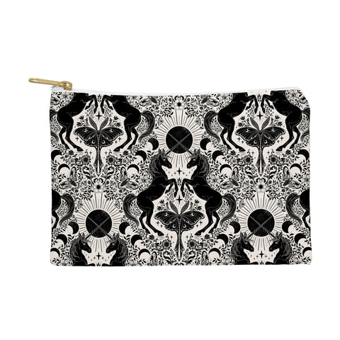 Avenie Unicorn Damask Cream And Black Pouch