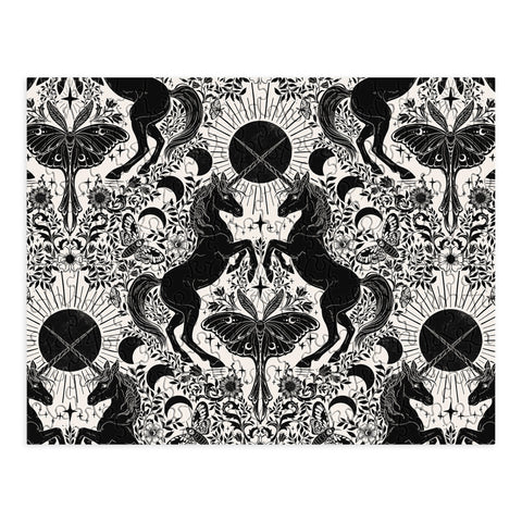 Avenie Unicorn Damask Cream And Black Puzzle