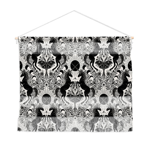 Avenie Unicorn Damask Cream And Black Wall Hanging Landscape