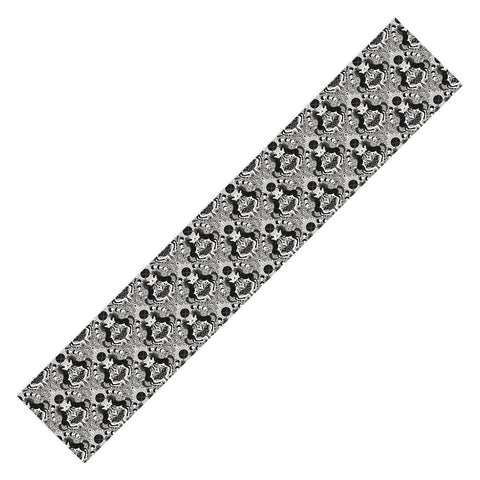 Avenie Unicorn Damask Cream And Black Table Runner