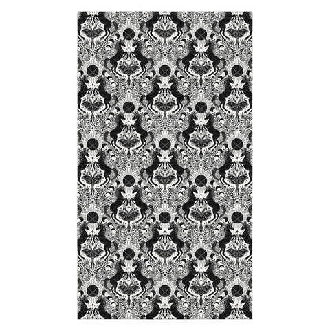 Avenie Unicorn Damask Cream And Black Tablecloth