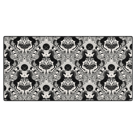 Avenie Unicorn Damask Cream And Black Desk Mat