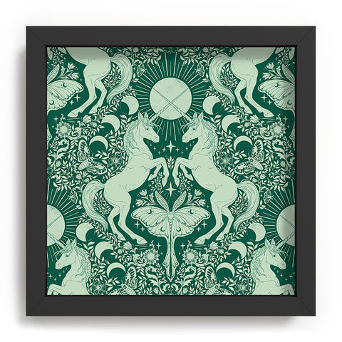 Avenie Unicorn Damask Green Recessed Framing Square
