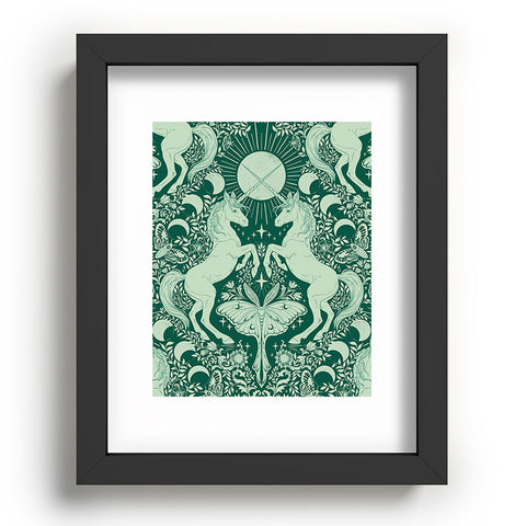 Avenie Unicorn Damask Green Recessed Framing Rectangle