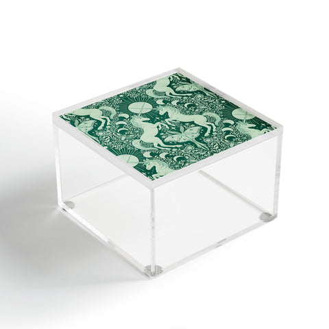 Avenie Unicorn Damask Green Acrylic Box