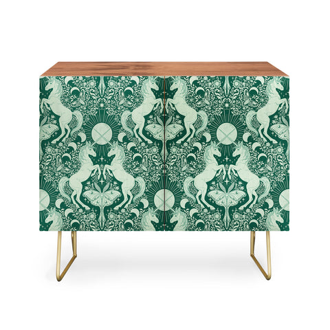 Avenie Unicorn Damask Green Credenza