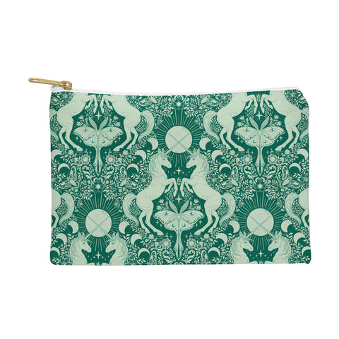 Avenie Unicorn Damask Green Pouch