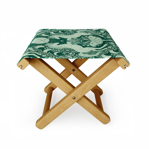 Avenie Unicorn Damask Green Folding Stool