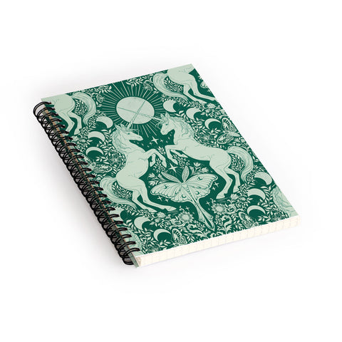 Avenie Unicorn Damask Green Spiral Notebook