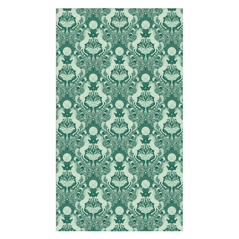 Avenie Unicorn Damask Green Tablecloth
