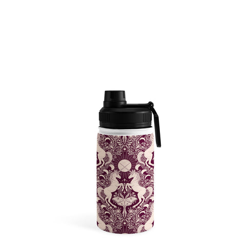 Avenie Unicorn Damask In Berry Red Water Bottle