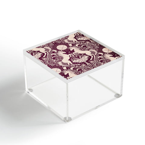 Avenie Unicorn Damask In Berry Red Acrylic Box